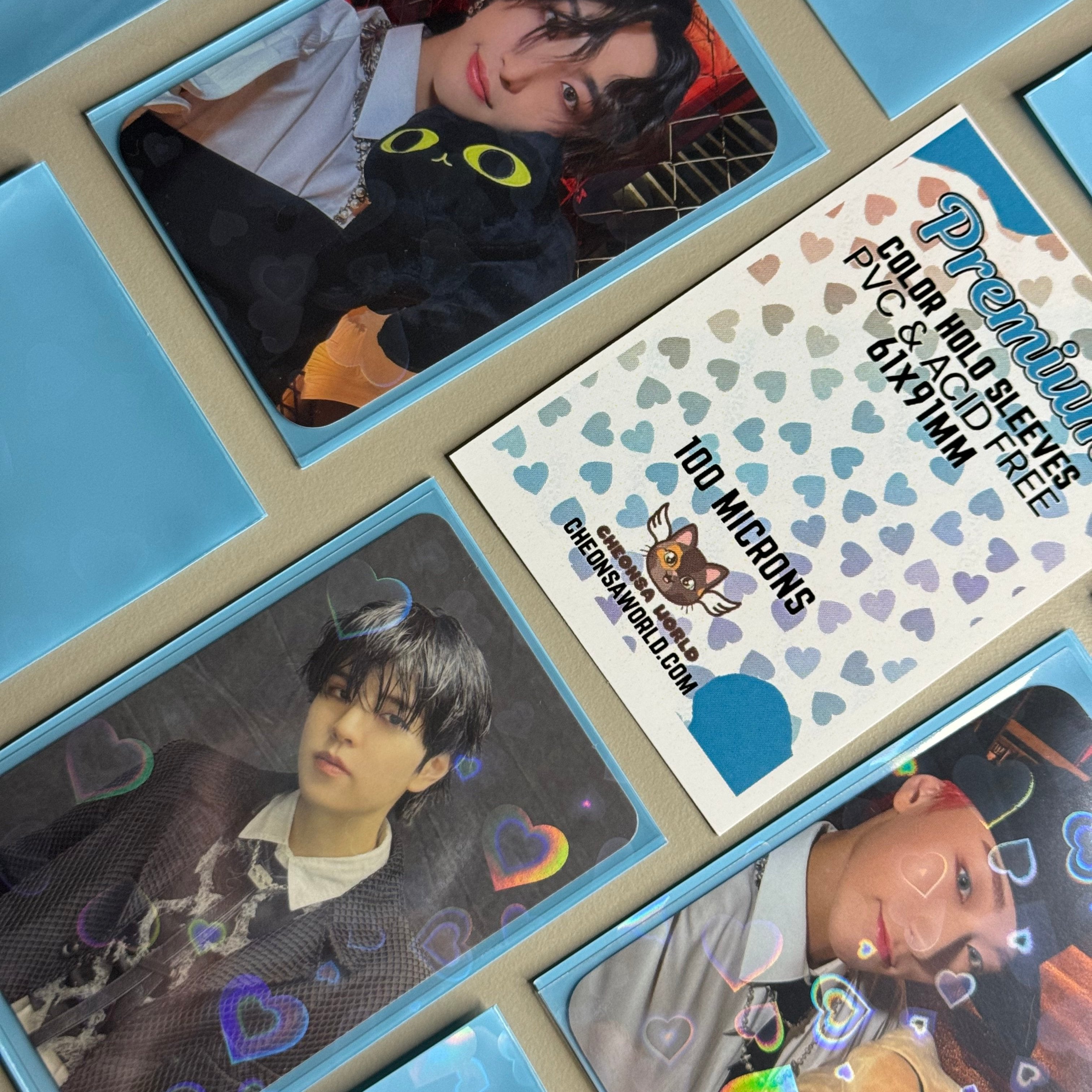 HOLO COLOR] HEART HOLO PREMIUM PHOTOCARD SLEEVES 61x91mm – Cheonsa