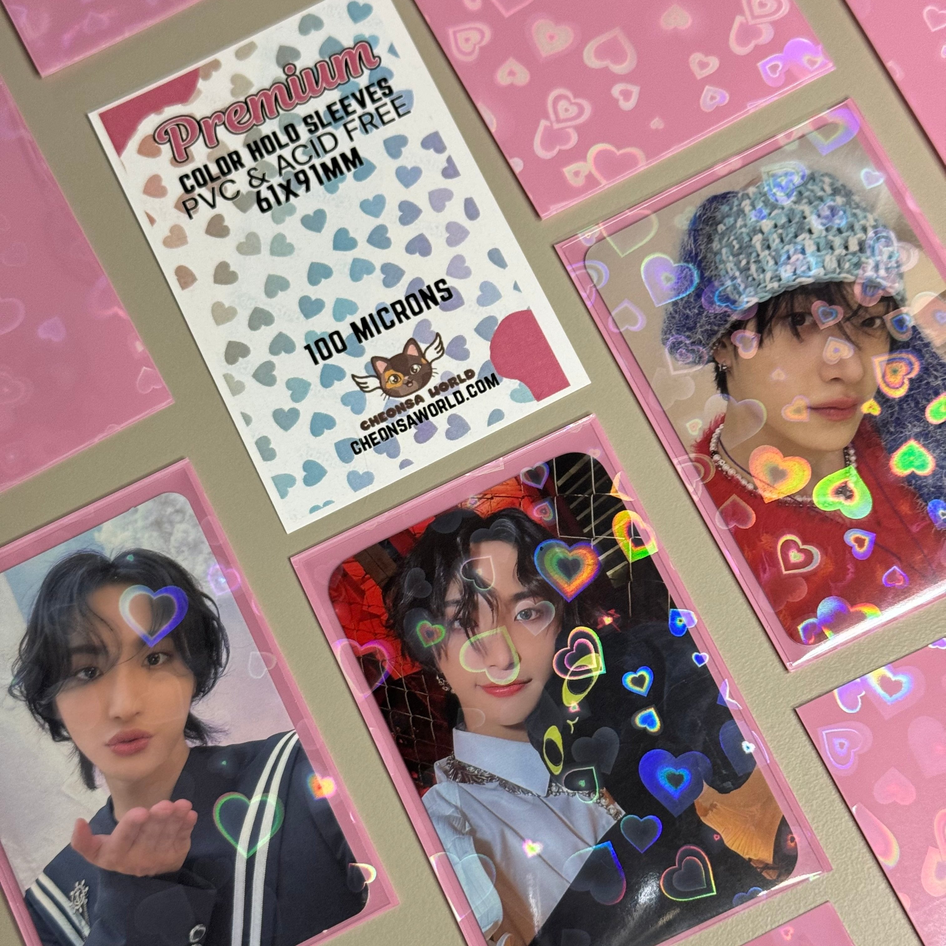 HOLO COLOR] HEART HOLO PREMIUM PHOTOCARD SLEEVES 61x91mm – Cheonsa